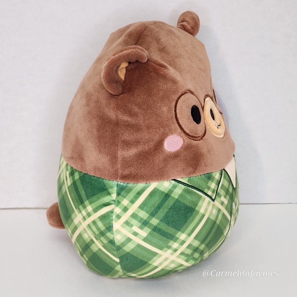 OMAR 🐻 Brown Bear In Green Plaid Shirt Original Squishmallow By Kellytoy NWT - Picture 5 of 8